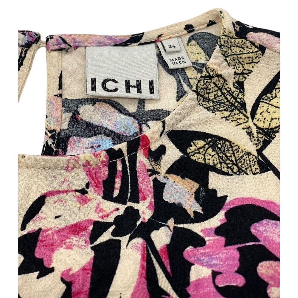 ICHI Short Sleeve Blouse Women's Size 34 / XS Floral Viscose Multicolor - Picture 5 of 8